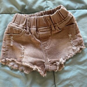 Little Bipsy Brown denim cutoff shorts